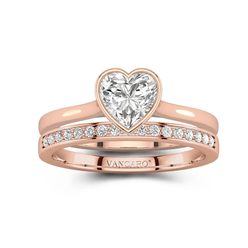 Understated Heart 2.00ct Moissanite Wedding Ring Set