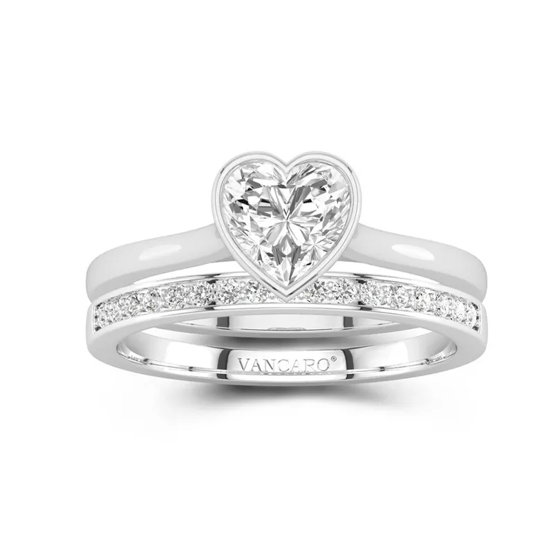 Understated Heart 1.50ct Moissanite Wedding Ring Set