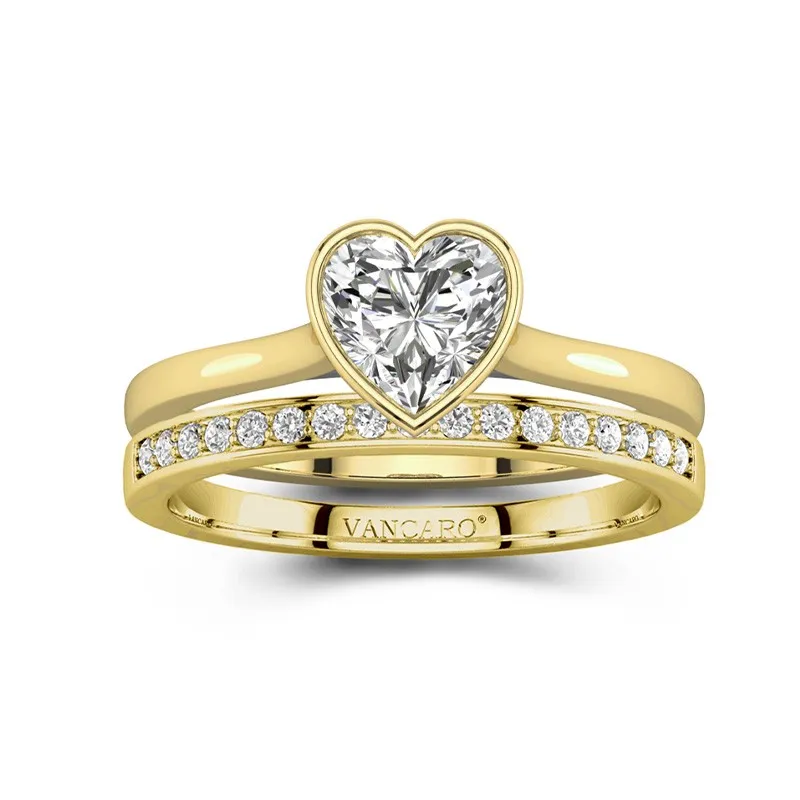 Understated Heart 1.00ct Moissanite Wedding Ring Set