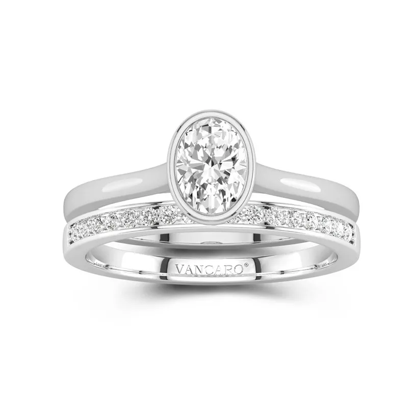 Understated Oval 1.50ct Moissanite Wedding Ring Set