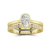 Understated Pear 1.00ct Moissanite Wedding Ring Set