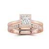 Understated Princess 1.00ct Moissanite Wedding Ring Set