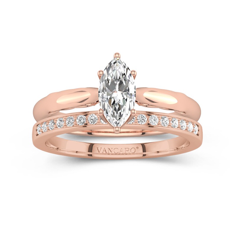 Marquise Wedding Ring Set Women Timeless 18K Rose Gold