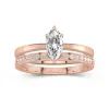 Or rose 14 carats Moissanite Ensemble nuptial