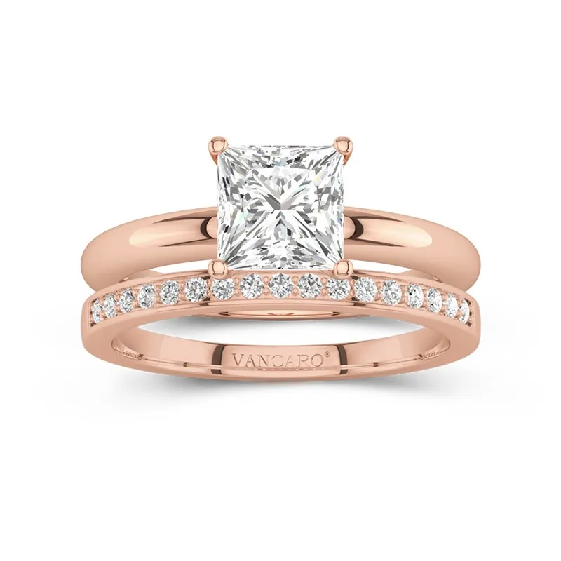 18K Rose Gold Plated Classic Wedding Ring Set