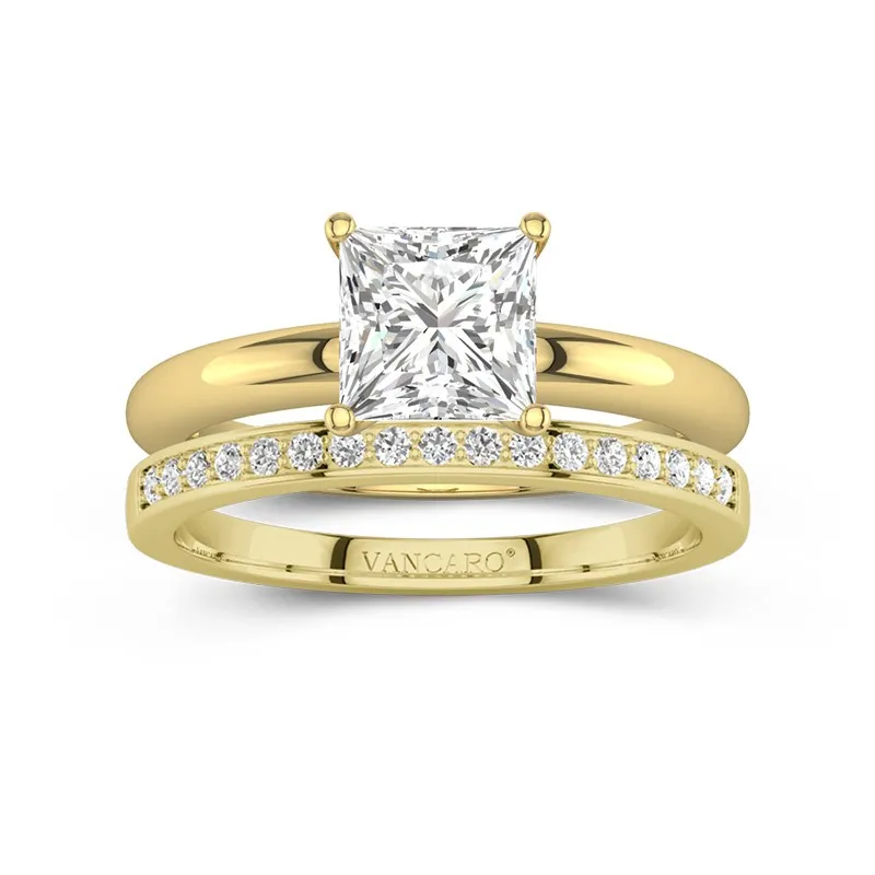 18K Yellow Gold Plated Classic Wedding Ring Set