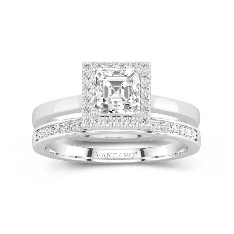 Antique Asscher 1.00ct Moissanite Bridal Set