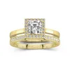 Antique Asscher 1.00ct Moissanite Ensemble nuptial