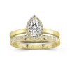 Antique Pear 1.00ct Moissanite Bridal Set