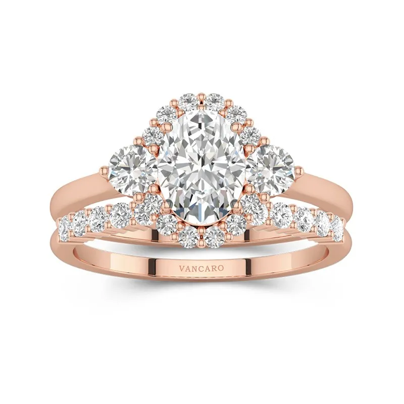 18K Rose Gold Moissanite Wedding Ring Set