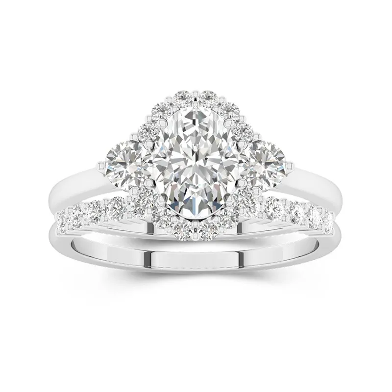 Platinum Moissanite Wedding Ring Set