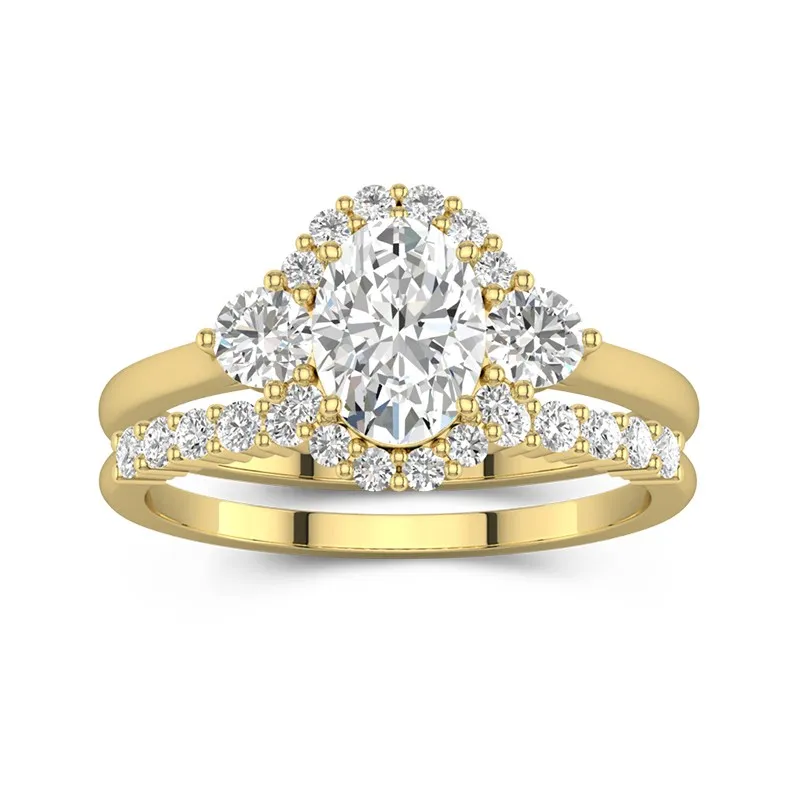 18K Gold Moissanite Wedding Ring Set