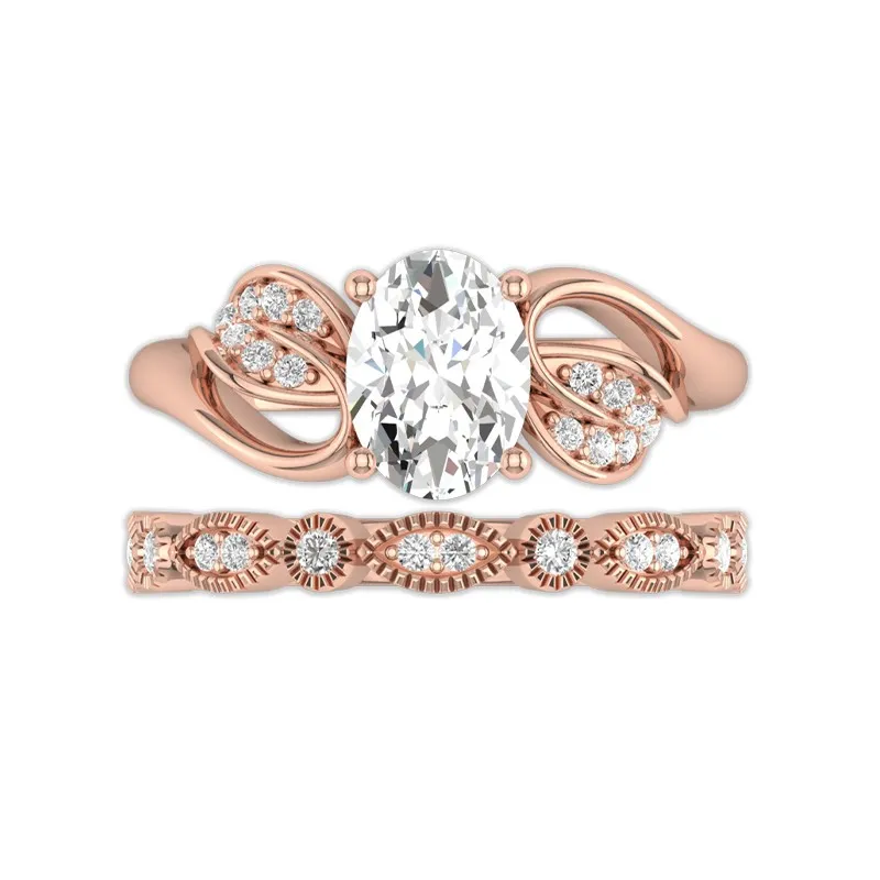 18K Rose Gold Plated Nature Leaf Bridal Set