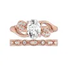 Or rose 18 carats Plaqué Nature Feuille Ensemble nuptial