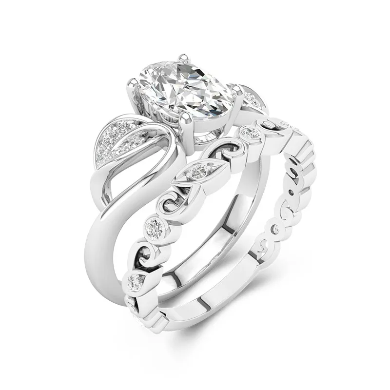 Fleurir Ovale 1.50ct Moissanite Ensemble d'alliances