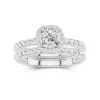 18K White Gold Halo Twist Wedding Ring Set