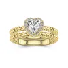 18K Gold Halo Twist Wedding Ring Set