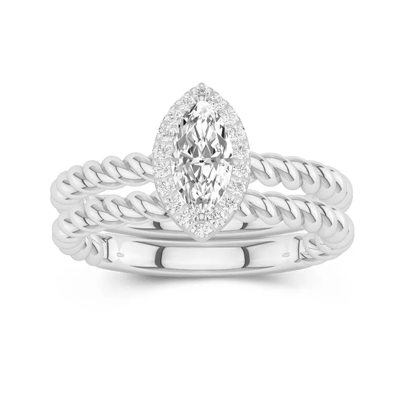 Argent sterling 925 Halo Tourner Ensemble d'alliances