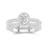 18K White Gold Halo Twist Wedding Ring Set