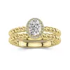 14K Gold Halo Twist Wedding Ring Set