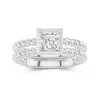 Platinum Halo Twist Wedding Ring Set