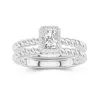 18K White Gold Halo Twist Wedding Ring Set