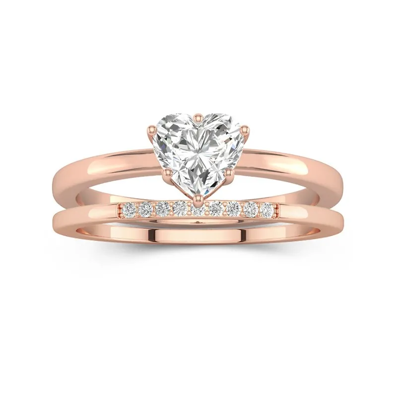 1.00ct Moissanite Wedding Ring Set 14K Rose Gold