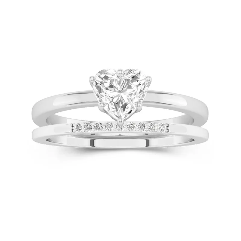 1.50ct Moissanite Wedding Ring Set 18K White Gold