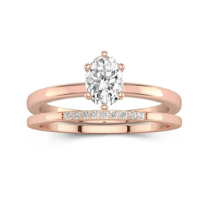 1.00ct Moissanite Wedding Ring Set 18K Rose Gold