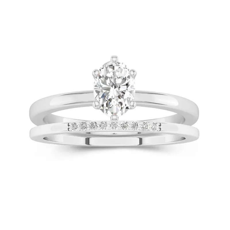 2.00ct Moissanite Wedding Ring Set 14K White Gold