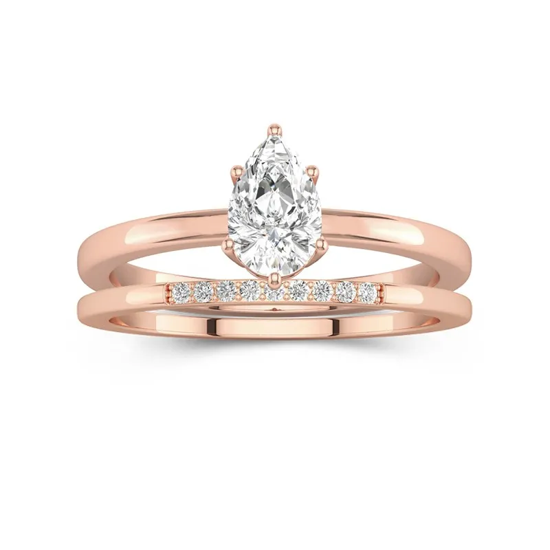 1.50ct Moissanite Wedding Ring Set 18K Rose Gold