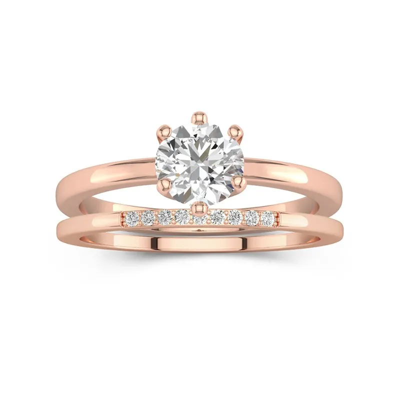 2.00ct Moissanite Wedding Ring Set 18K Rose Gold