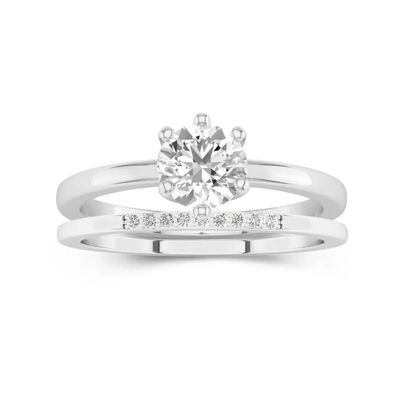 1.50ct Moissanite Wedding Ring Set 18K White Gold