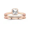 Simple Asscher 2.00ct Moissanite Ensemble nuptial