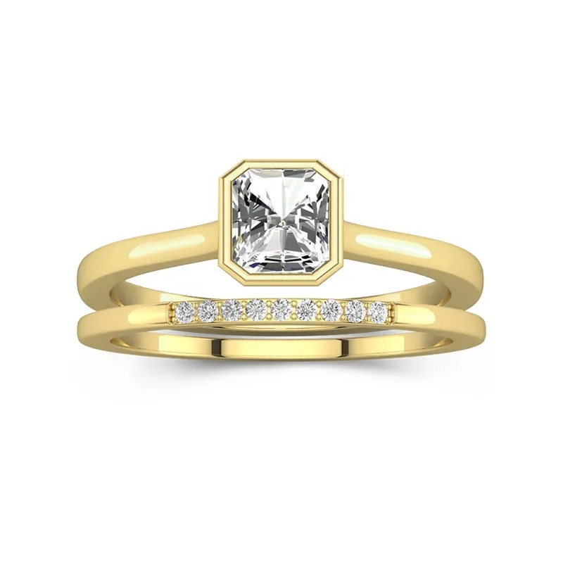 Simple Asscher 1.50ct Moissanite Ensemble nuptial