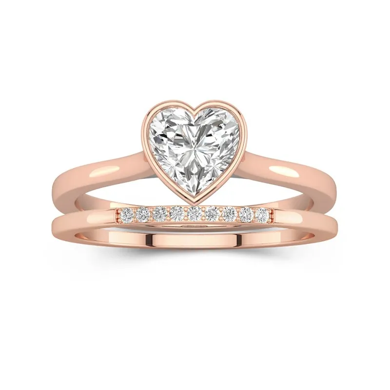 Simple Heart 1.00ct Moissanite Bridal Set