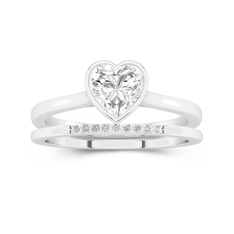 Simple Heart 1.50ct Moissanite Bridal Set