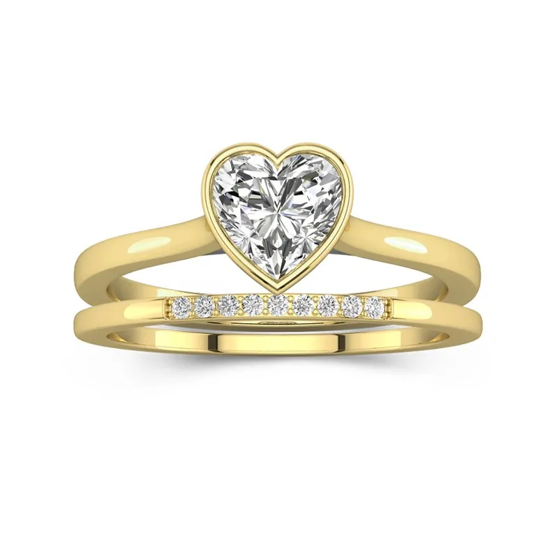 Simple Heart 1.50ct Moissanite Bridal Set