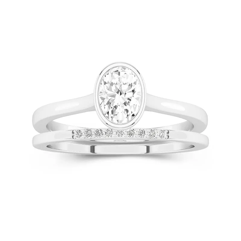 Simple Ovale 1.00ct Moissanite Ensemble nuptial