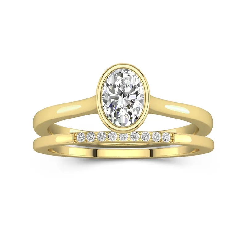 Simple Ovale 1.00ct Moissanite Ensemble nuptial