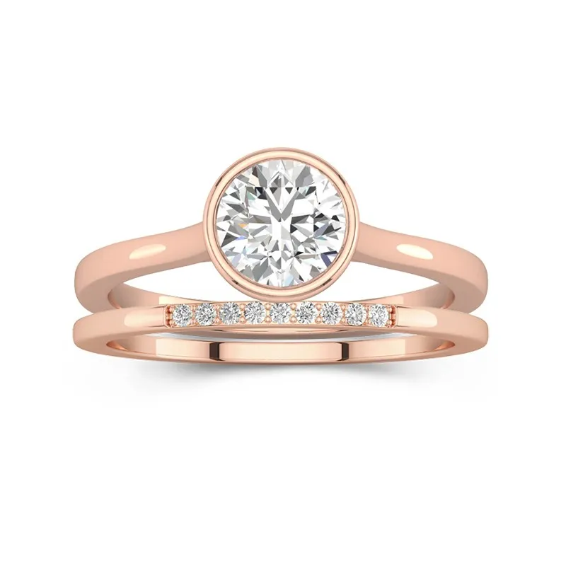 Simple Rond 1.50ct Moissanite Ensemble nuptial