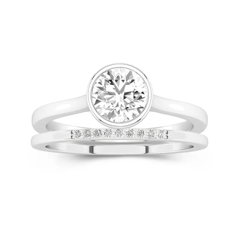 Simple Rond 1.00ct Moissanite Ensemble nuptial