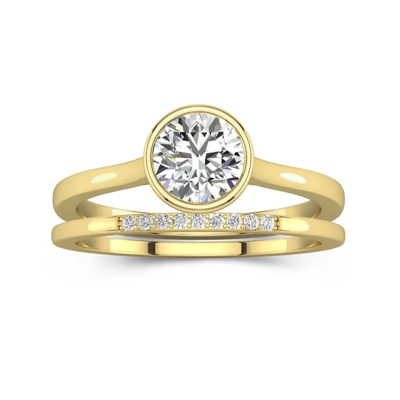 Simple Rond 2.00ct Moissanite Ensemble nuptial