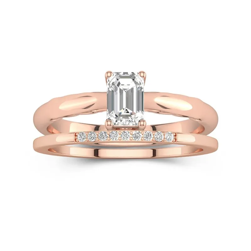 18K Rose Gold Moissanite Bridal Set