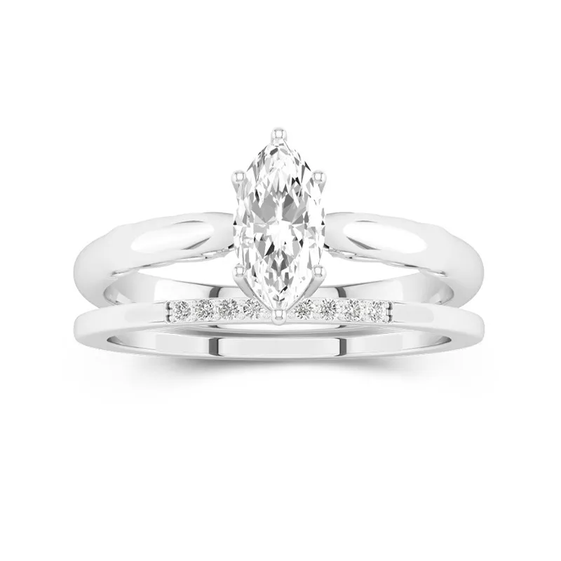 Or blanc 18 carats Moissanite Ensemble nuptial