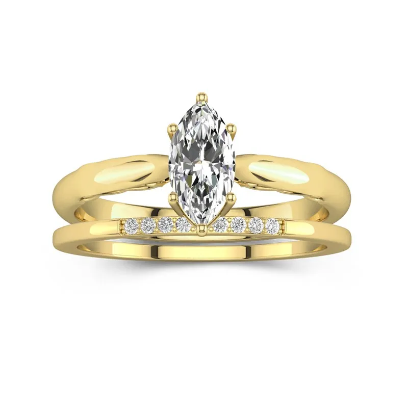 Or 18 carats Moissanite Ensemble nuptial