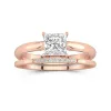 Or rose 18 carats Moissanite Ensemble nuptial