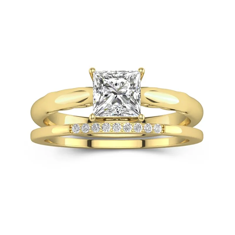 Or 14 carats Moissanite Ensemble nuptial