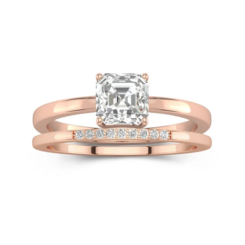 2.00ct Moissanite Wedding Ring Set 18K Rose Gold