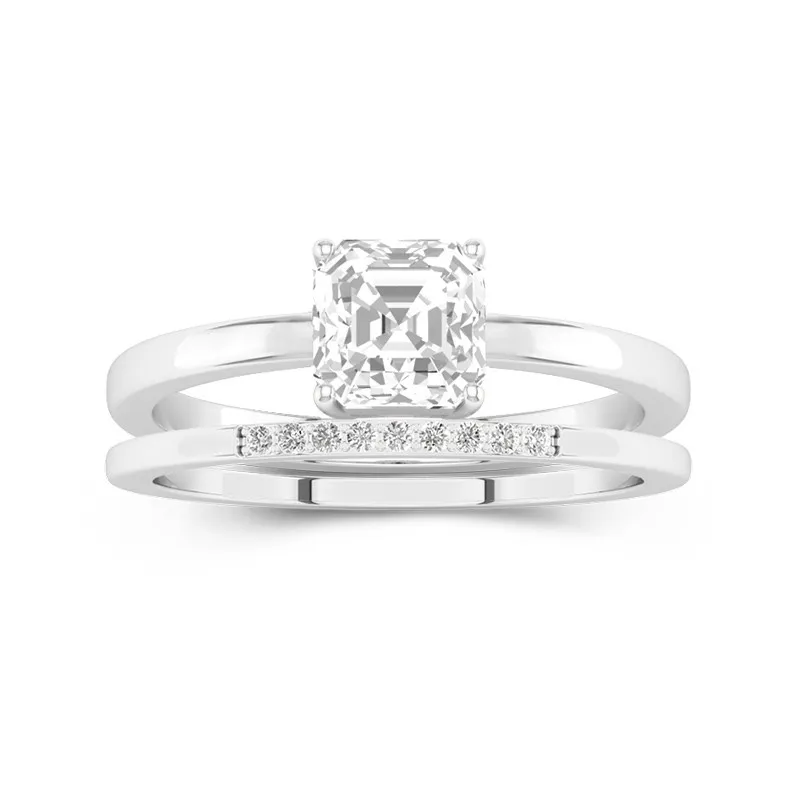 1.00ct Moissanite Wedding Ring Set Platinum